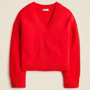 J.Crew XXL Relaxed V-Neck Sweater Supersoft Yarn Candy Apple Merino Alpaca